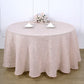 120" Blush Seamless Round Tablecloth, Linen Table Cloth With Slubby Textured, Wrinkle Resistant