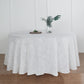 120" White Seamless Round Tablecloth, Linen Table Cloth With Slubby Textured, Wrinkle Resistant