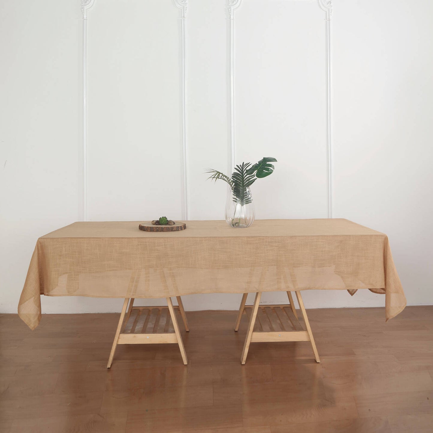 60"x102" Natural Rectangular Tablecloth, Linen Table Cloth With Slubby Textured, Wrinkle Resistant