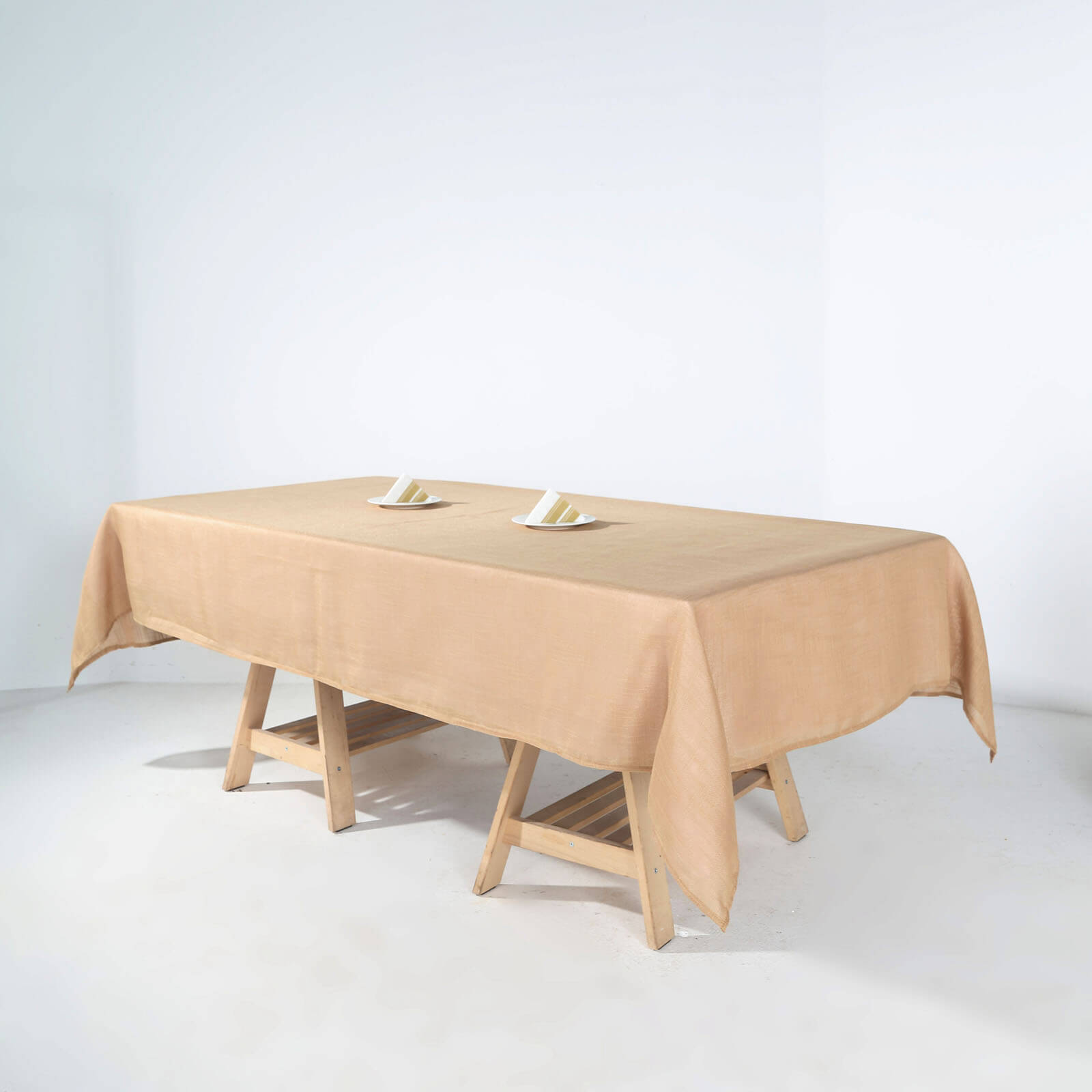60 Inch x 102 Inch Rectangular Tablecloth Natural Linen With Slubby Textured