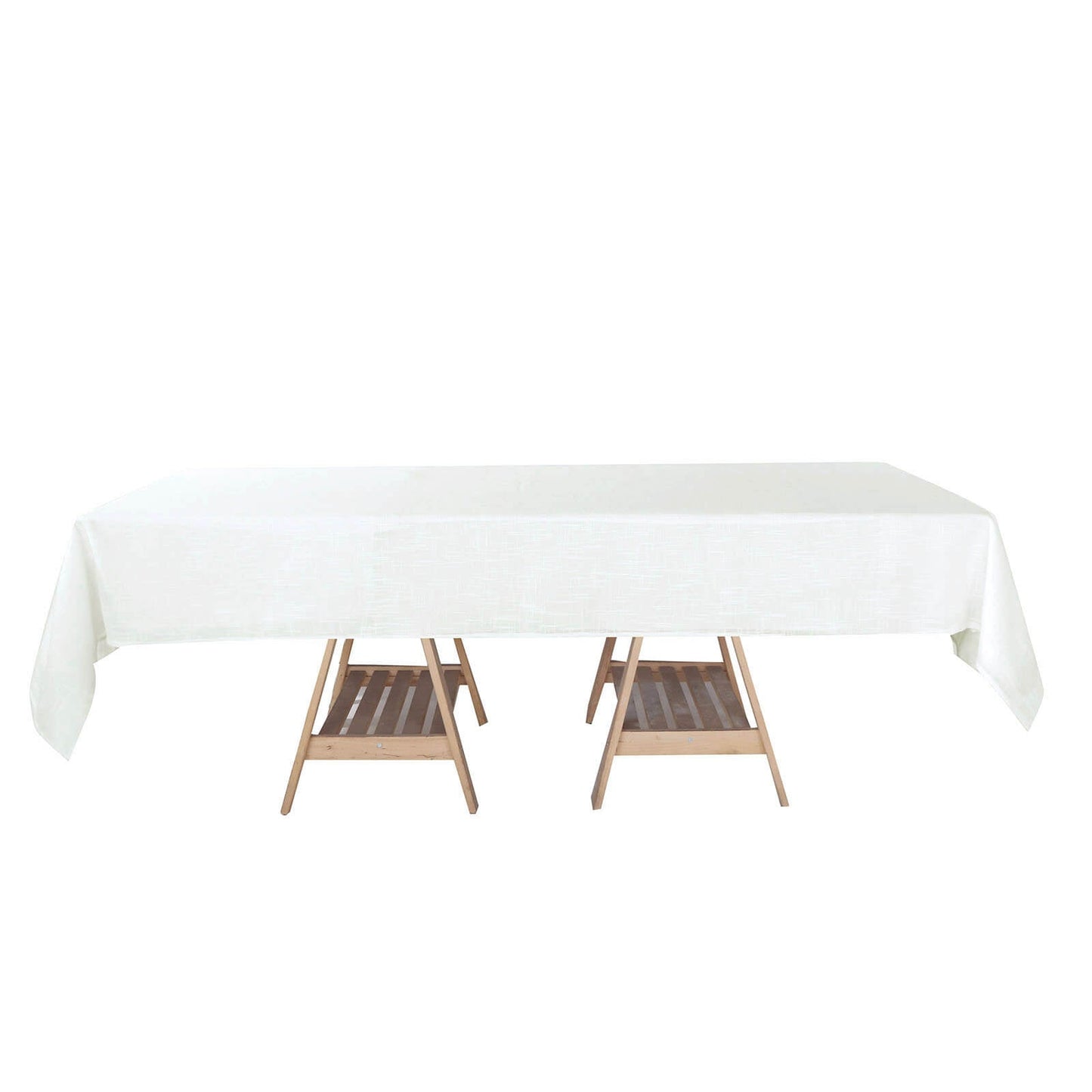 Wrinkle Resistant White Linen Rectangular Tablecloth 60 Inch x 102 Inch With Slubby Texture