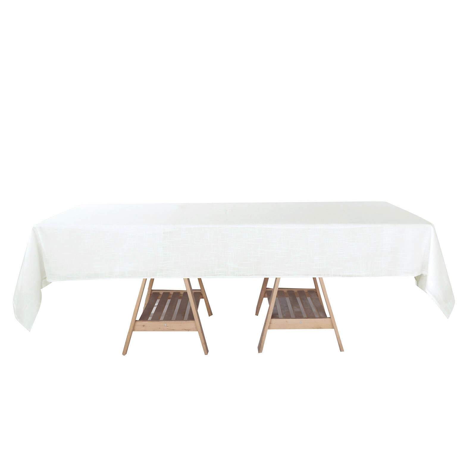 Wrinkle Resistant White Linen Rectangular Tablecloth 60 Inch x 102 Inch With Slubby Texture