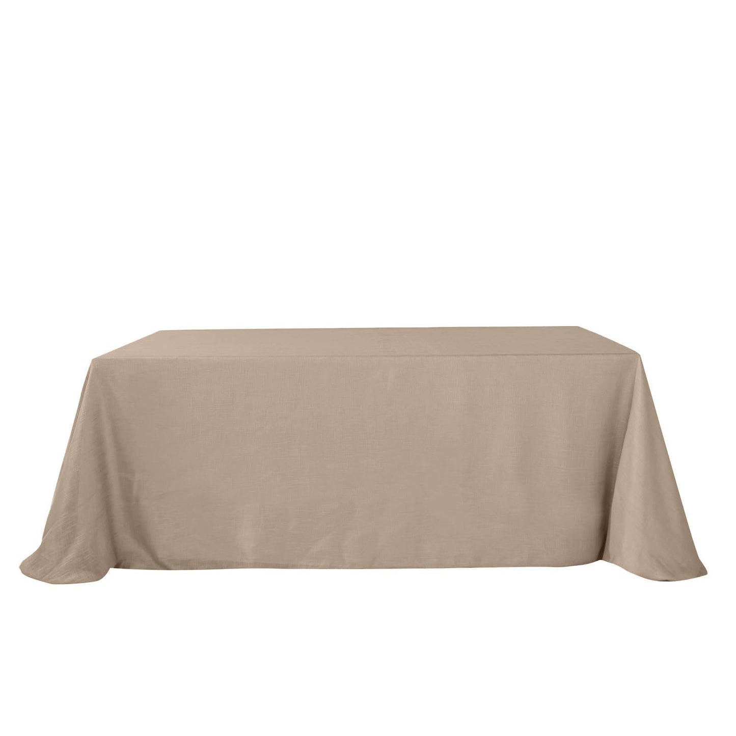 90 Inch x 132 Inch Taupe Tablecloth Rectangular With Slubby Linen Texture