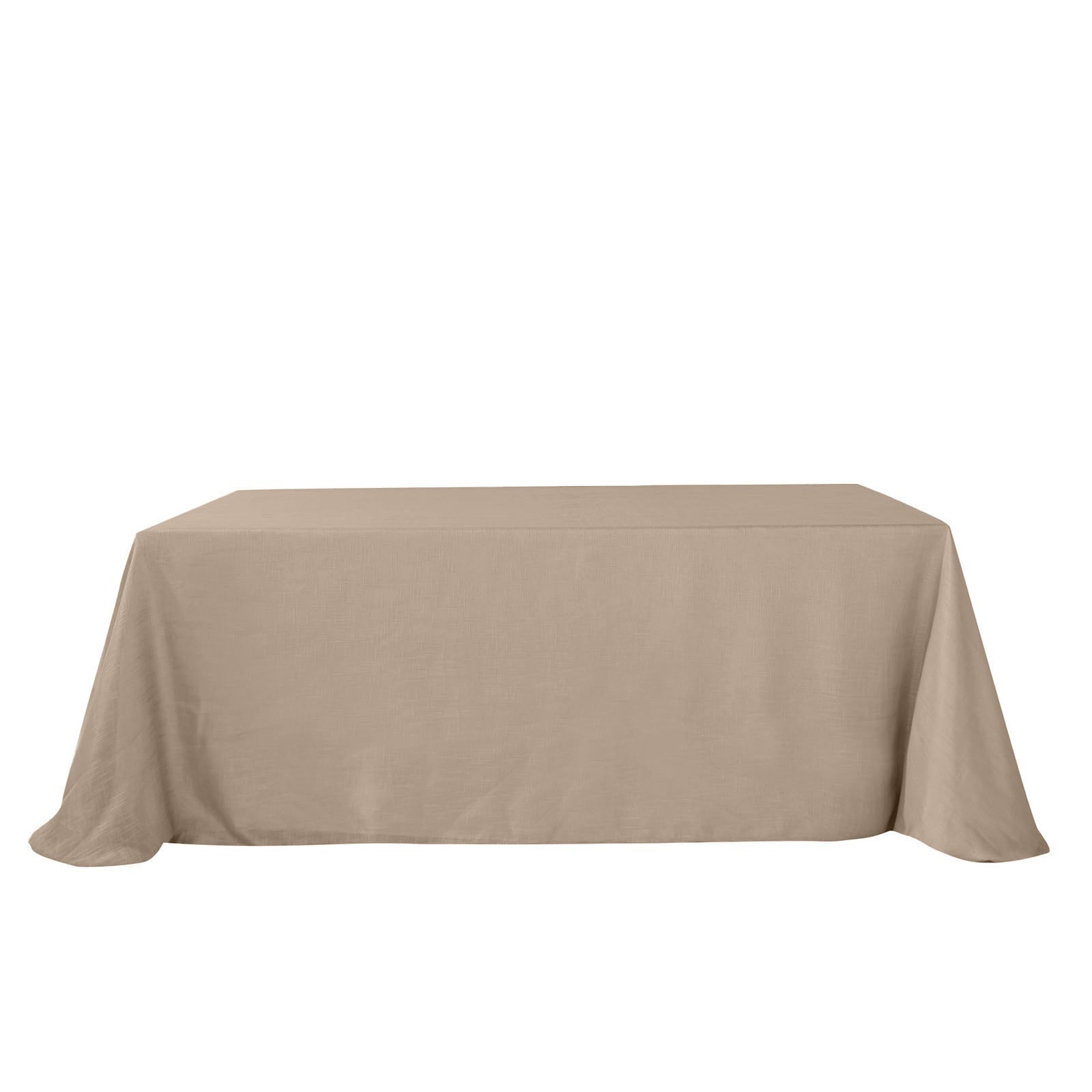 90 Inch x 132 Inch Taupe Tablecloth Rectangular With Slubby Linen Texture
