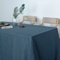 Wrinkle Resistant Blue Linen Rectangular Table Cover 90 Inch x 132 Inch With Slubby Texture