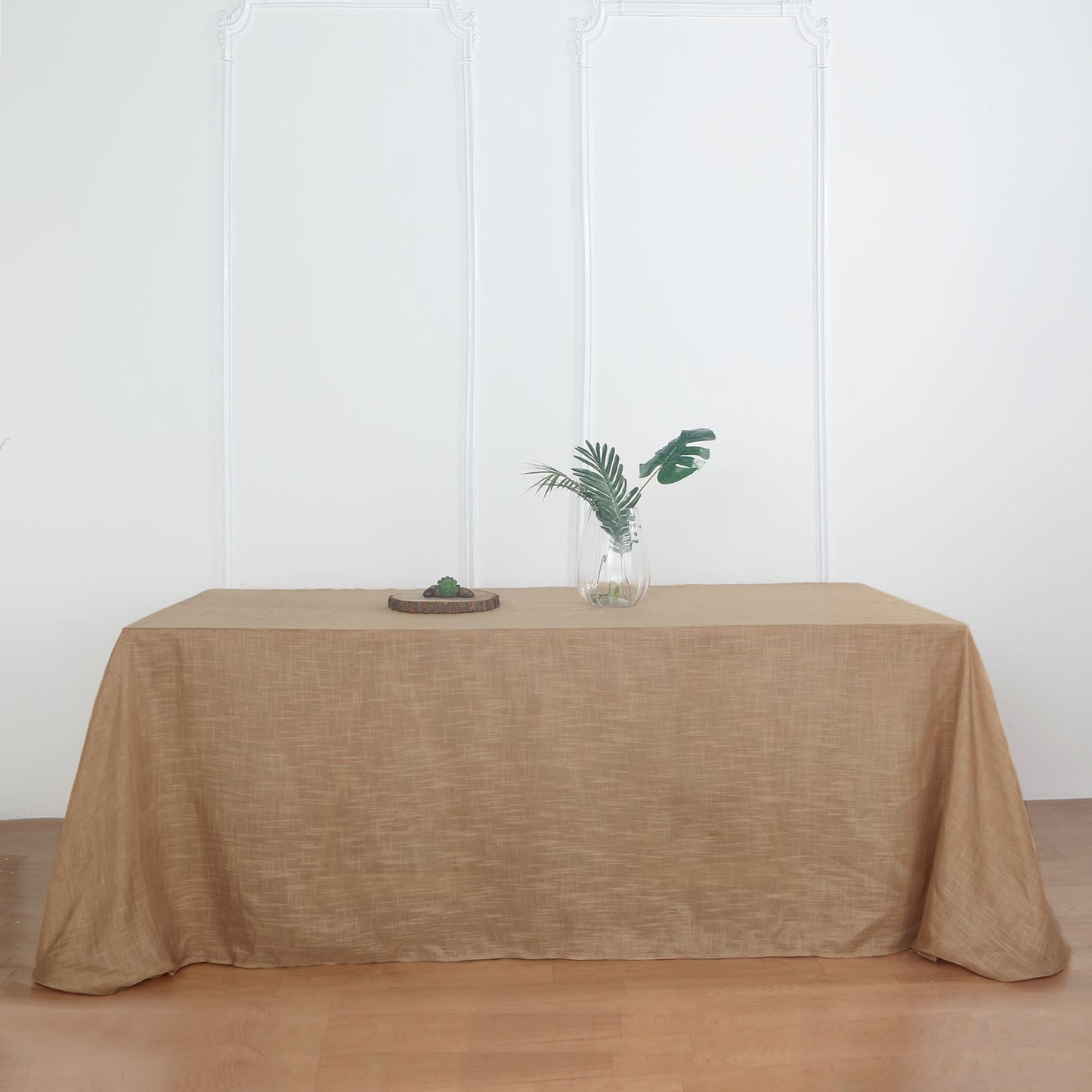 90 Inch x 132 Inch Rectangular Tablecloth Of Natural Linen With Slubby Texture And Wrinkle Resistant