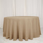 108" Natural Faux Burlap Round Tablecloth, Boho Chic Jute Table Linen for 4 Foot Table With Floor-Length Drop