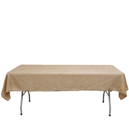 54 Inch x 96 Inch Rectangle Boho Chic Natural Jute Faux Burlap Tablecloth 