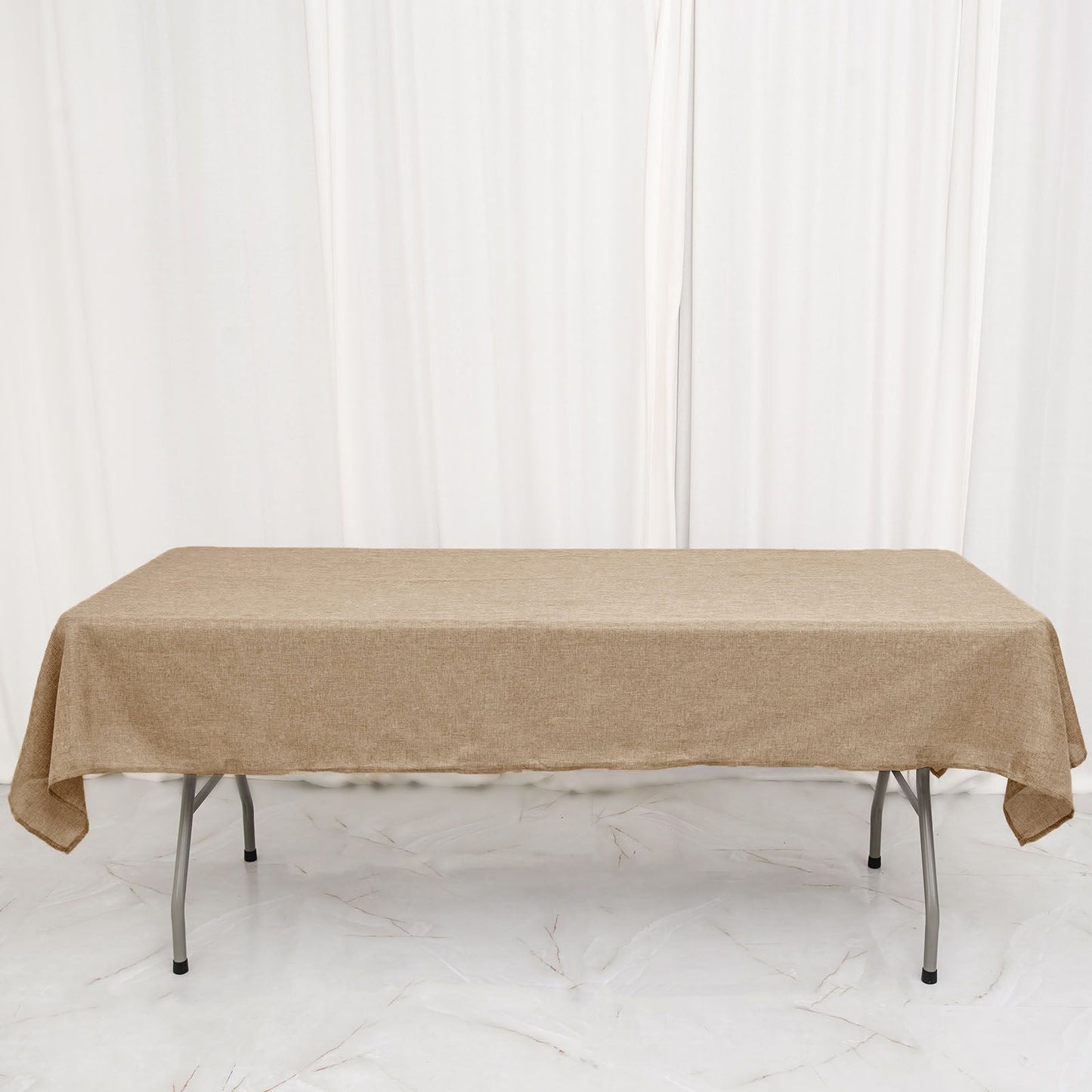 54"x96" Natural Faux Burlap Rectangle Tablecloth, Boho Chic Jute Table Linen