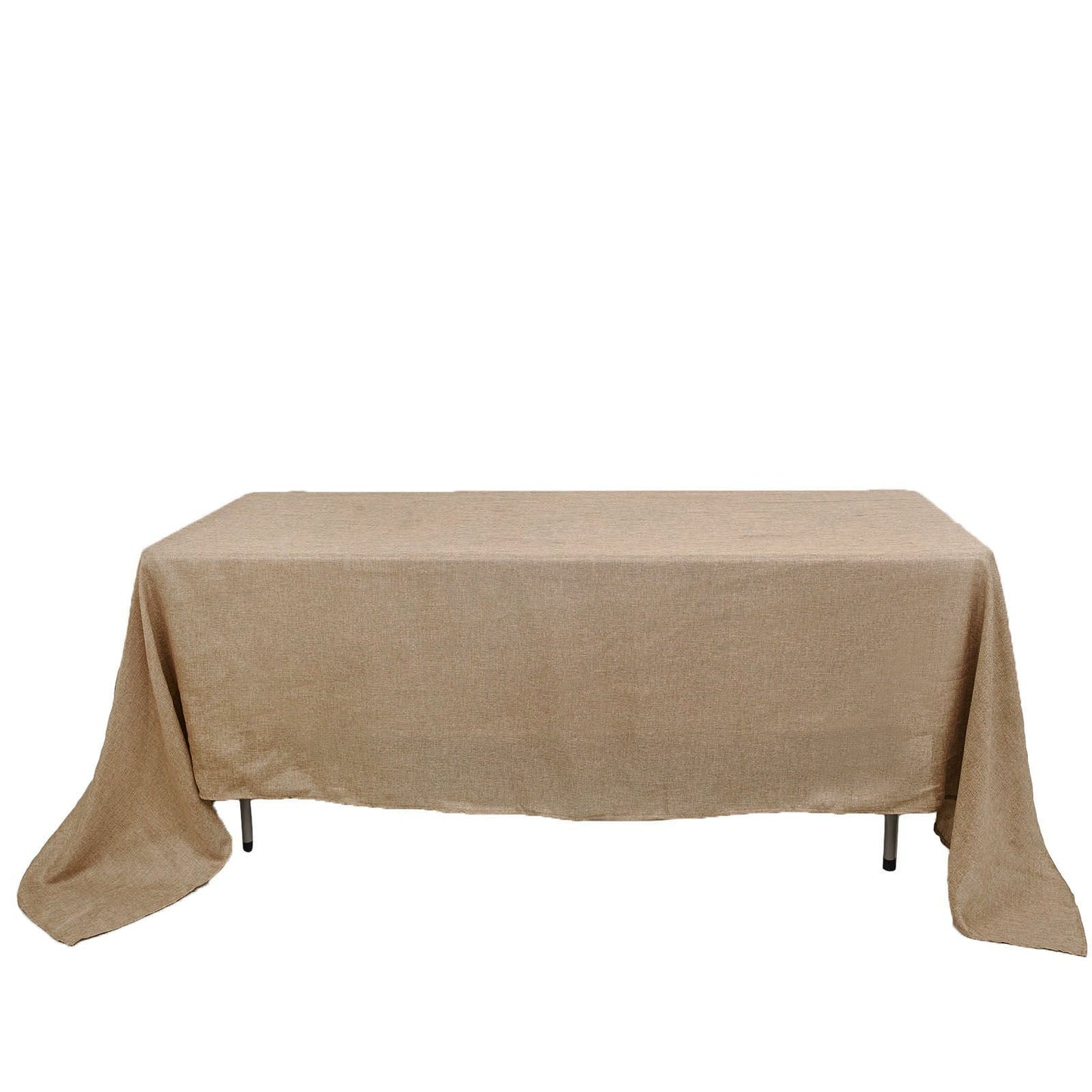 Boho Chic Rustic Natural 60 Inch x 126 Inch Faux Burlap Jute Linen Rectangular Tablecloth 
