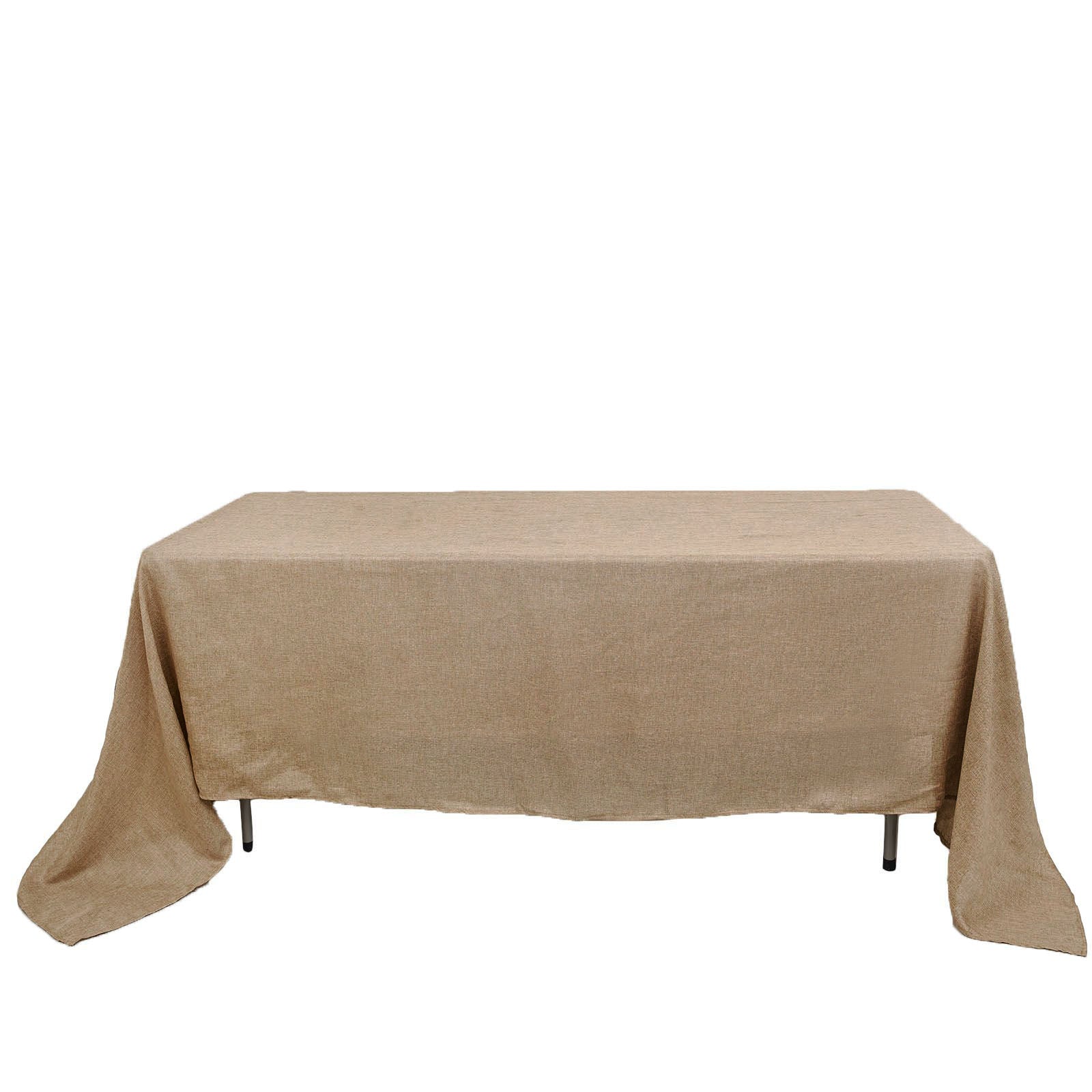 Boho Chic Rustic Natural 60 Inch x 126 Inch Faux Burlap Jute Linen Rectangular Tablecloth 