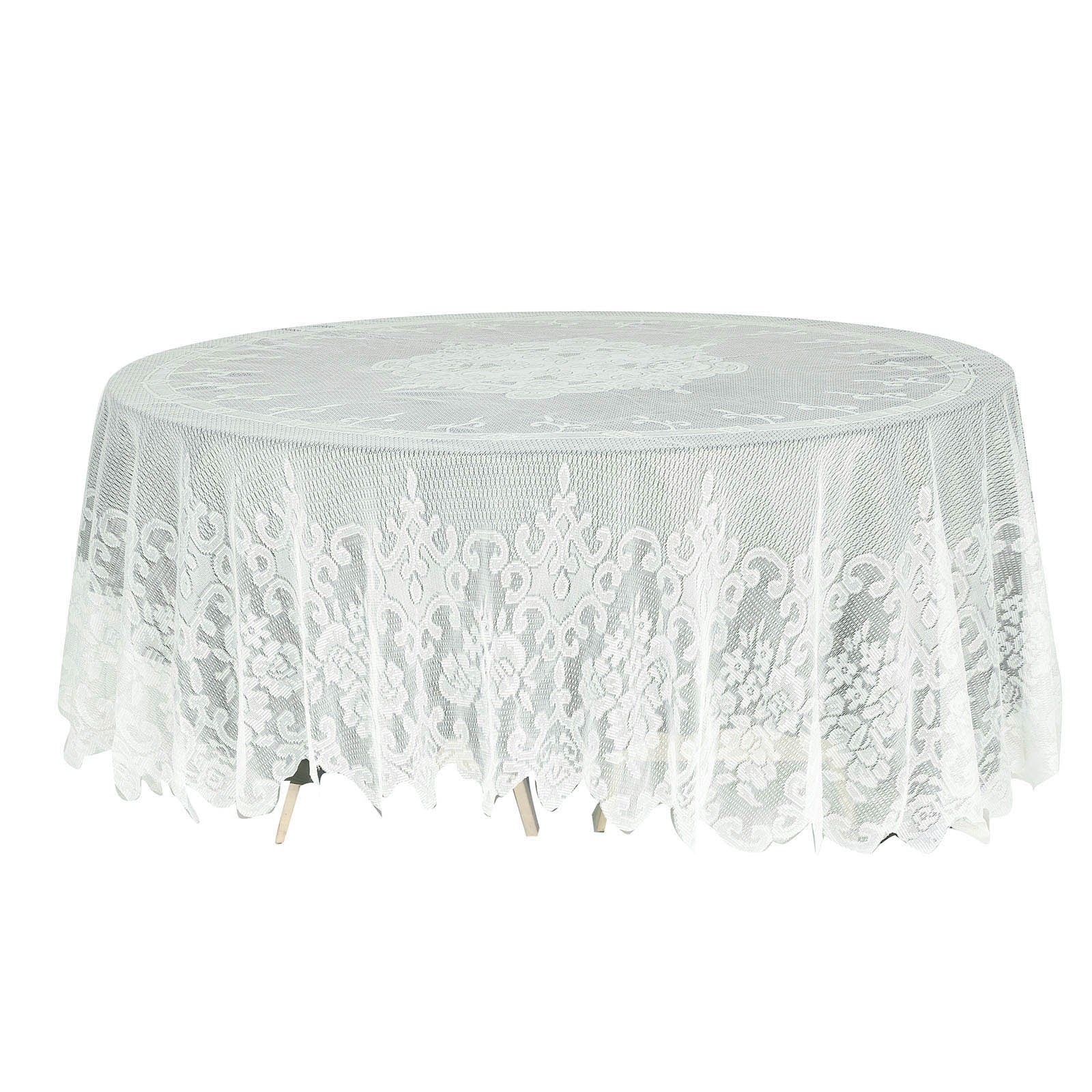 Round Premium Lace Ivory Tablecloth 108 Inch
