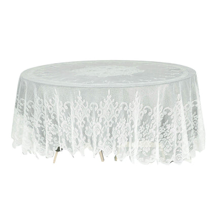 Round Premium Lace Ivory Tablecloth 108 Inch