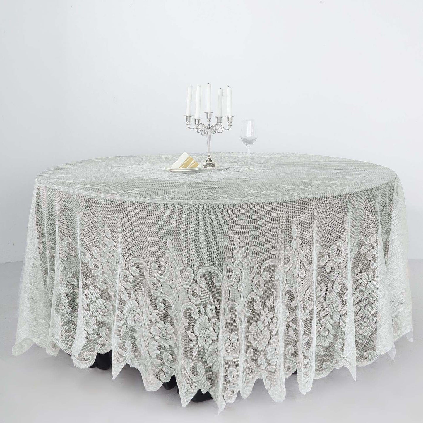 108" Premium Lace Ivory Round Tablecloth