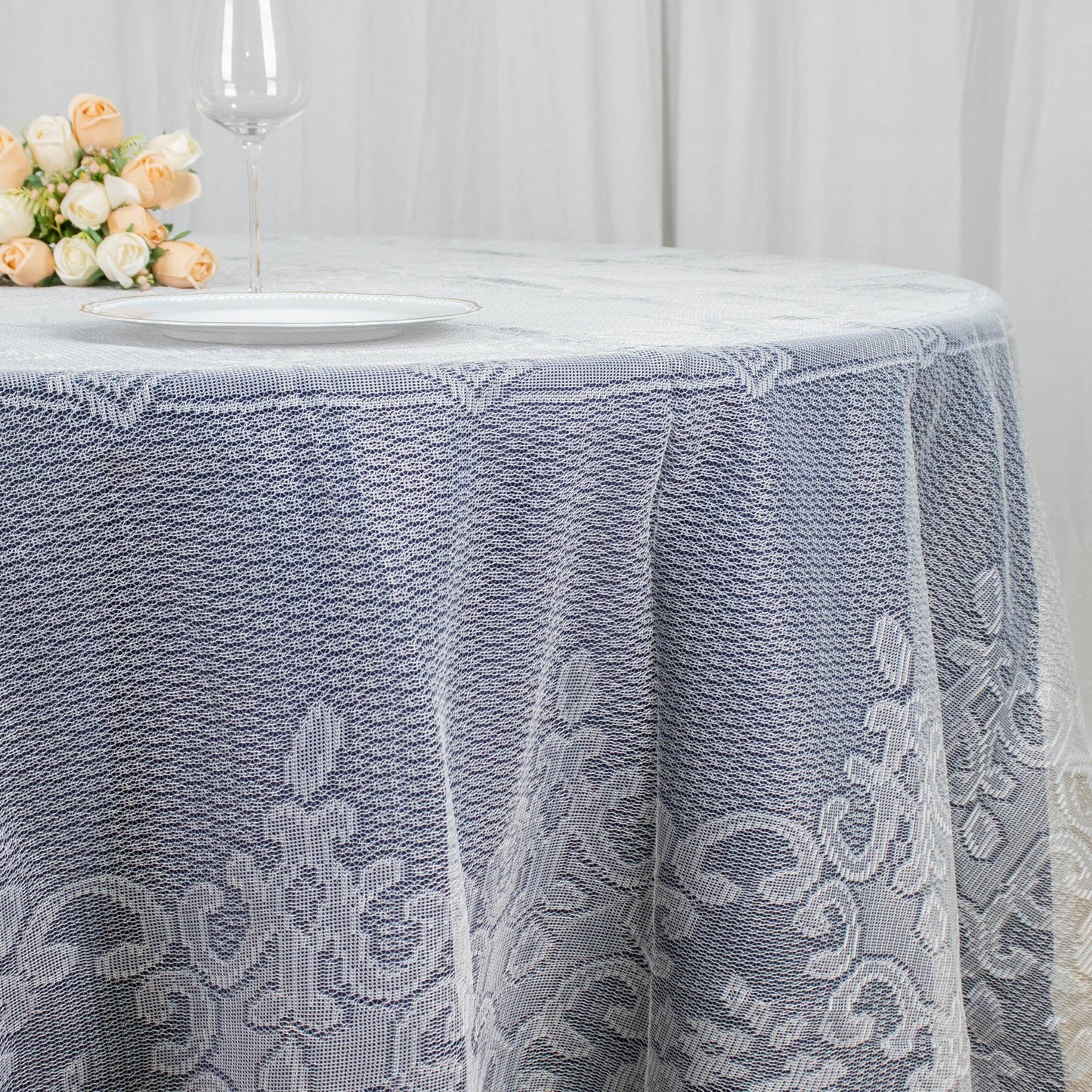 120" Premium Lace Ivory Round Seamless Tablecloth