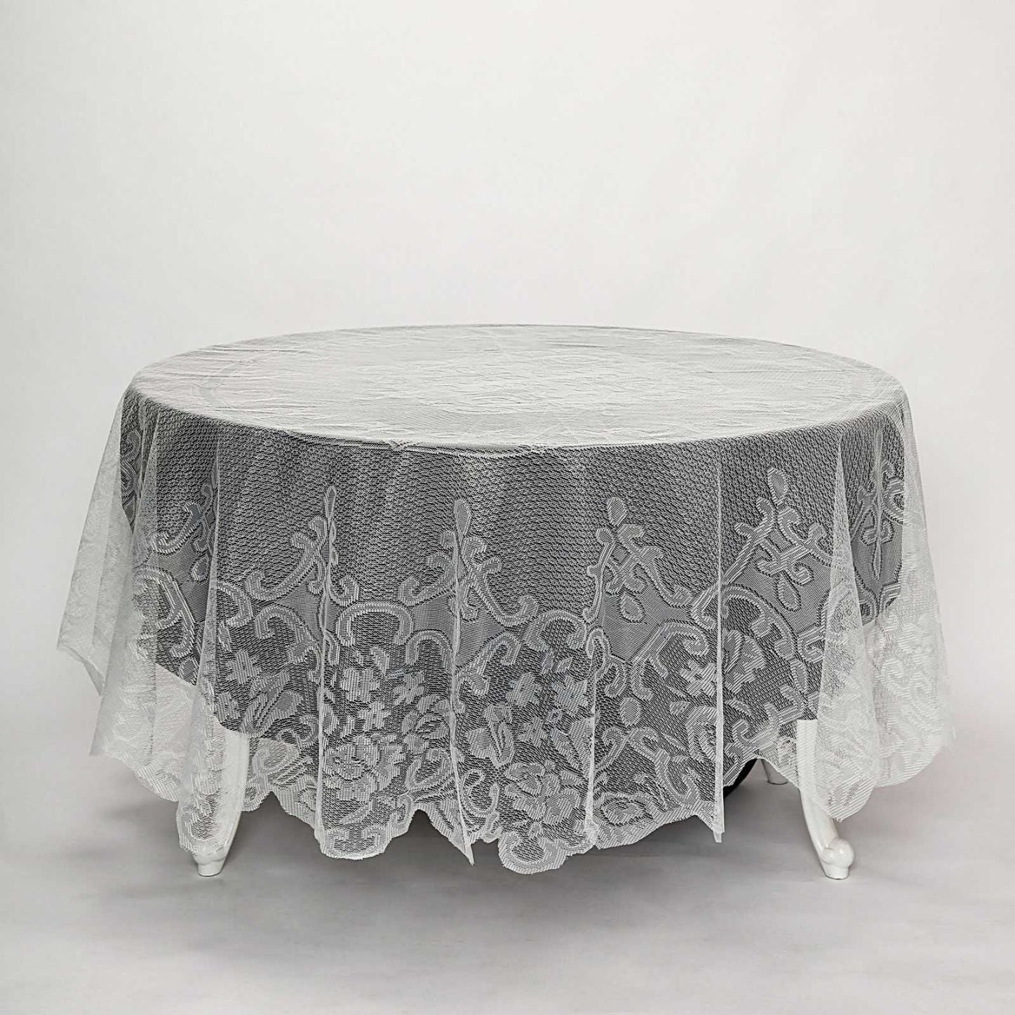 90 Inch Ivory Premium Lace Round Tablecloth