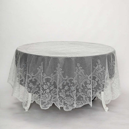 90 Inch Ivory Premium Lace Round Tablecloth