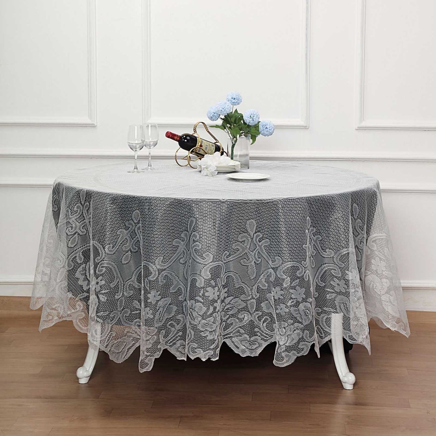 90" Premium Lace Ivory Round Tablecloth