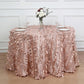 120 Inch Dusty Rose Round Taffeta Tablecloth With Leaf Petals