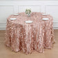 Dusty Rose Taffeta Round Tablecloth With 3D Leaf Petal Design