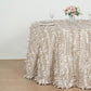 3D Leaf Petal Design Round Tablecloth In Beige