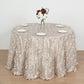 120" Beige 3D Leaf Petal Taffeta Fabric Seamless Round Tablecloth