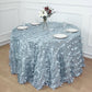 120" Dusty Blue 3D Leaf Petal Taffeta Fabric Seamless Round Tablecloth