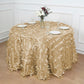120" Champagne 3D Leaf Petal Taffeta Fabric Seamless Round Tablecloth