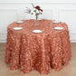 120inch Terracotta 3D Leaf Petal Taffeta Fabric Round Tablecloth