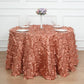 120" Terracotta (Rust) 3D Leaf Petal Taffeta Fabric Seamless Round Tablecloth