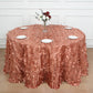 132inch Terracotta 3D Leaf Petal Taffeta Fabric Round Tablecloth