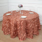 132inch Terracotta 3D Leaf Petal Taffeta Fabric Round Tablecloth