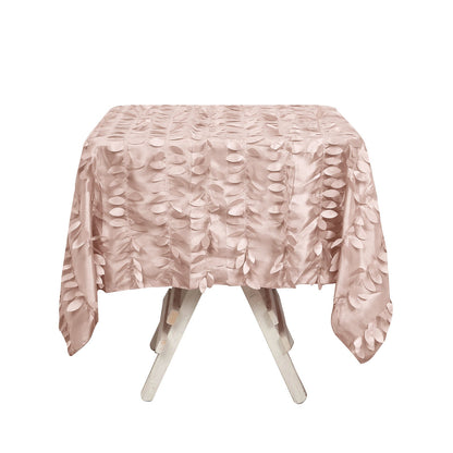 54inch Dusty Rose 3D Leaf Petal Taffeta Fabric Square Tablecloth