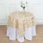 54" Beige 3D Leaf Petal Taffeta Fabric Square Tablecloth