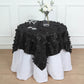 54" Black 3D Leaf Petal Taffeta Fabric Square Tablecloth