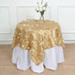 54" Champagne 3D Leaf Petal Taffeta Fabric Square Tablecloth
