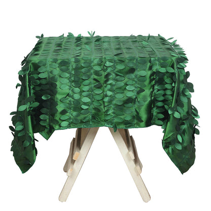 54inch Green 3D Leaf Petal Taffeta Fabric Square Tablecloth