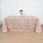90 Inch x 132 Inch - Dusty Rose Rectangle Taffeta 3D Leaf Petal Tablecloth 