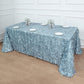 Dusty Blue 3D Leaf Petal Taffeta Fabric Rectangle Tablecloth 90 Inches x 132 Inches