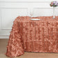 90x156inch Terracotta 3D Leaf Petal Taffeta Fabric Rectangle Tablecloth