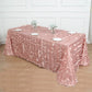 90x156inch Dusty Rose 3D Leaf Petal Taffeta Fabric Rectangle Tablecloth