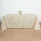90x156inch Beige 3D Leaf Petal Taffeta Fabric Rectangle Tablecloth