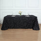 90x156inch Black 3D Leaf Petal Taffeta Fabric Rectangle Tablecloth