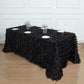 90x156inch Black 3D Leaf Petal Taffeta Fabric Rectangle Tablecloth