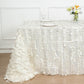90x156inch Ivory 3D Leaf Petal Taffeta Fabric Rectangle Tablecloth

