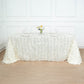 90x156inch Ivory 3D Leaf Petal Taffeta Fabric Rectangle Tablecloth
