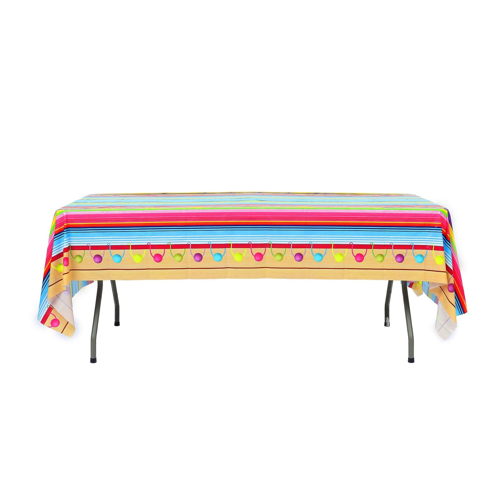 Colorful Mexican serape table cover for Cinco de Mayo celebrations. #whtbkgd