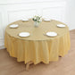84inch Gold Crushed Design Round Waterproof Plastic Tablecloth, Spill Proof Disposable Tablecloth