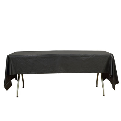 Rectangle 54 Inch x 108 Inch Black 10 MM Thick Plastic Tablecloth PVC Spill Proof Disposable