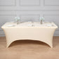 6ft Beige Spandex Stretch Fitted Rectangular Tablecloth
